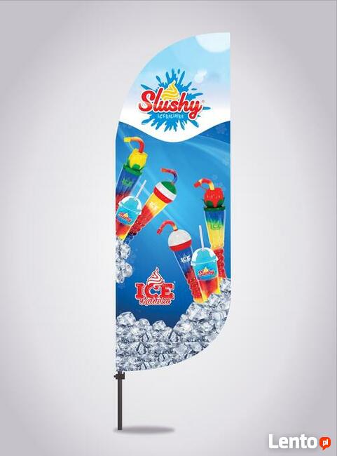 Flaga na maszcie SLUSHY niebieska 290cm reklama do granity