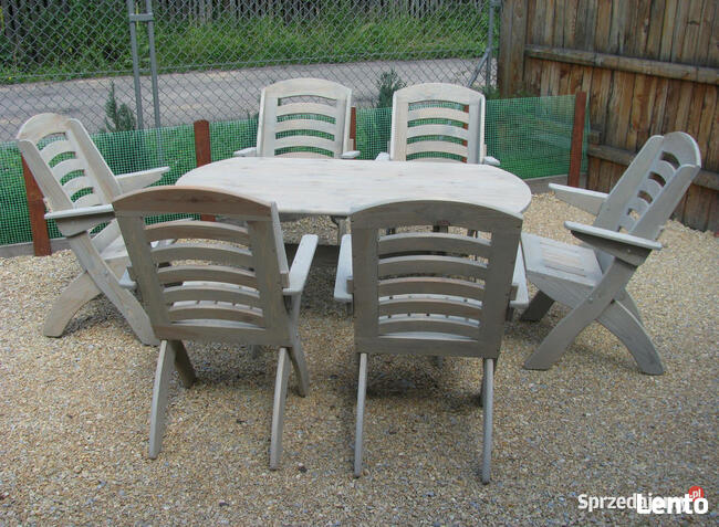 Meble ogrodowe drewniane składane typ X lamel nr 4 owal