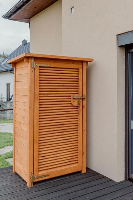 Szafa ogrodowa drewniana, szafa drewniana do ogrodu, schowek