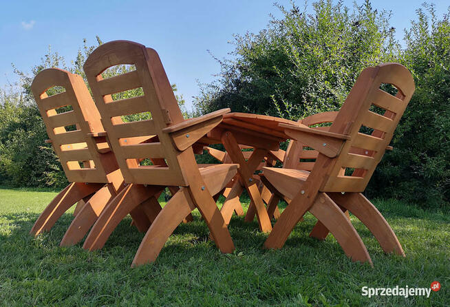 Meble ogrodowe drewniane składane typ X lamel 1 owal
