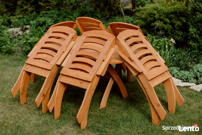 Meble ogrodowe drewniane składane typ X lamel nr 4 owal