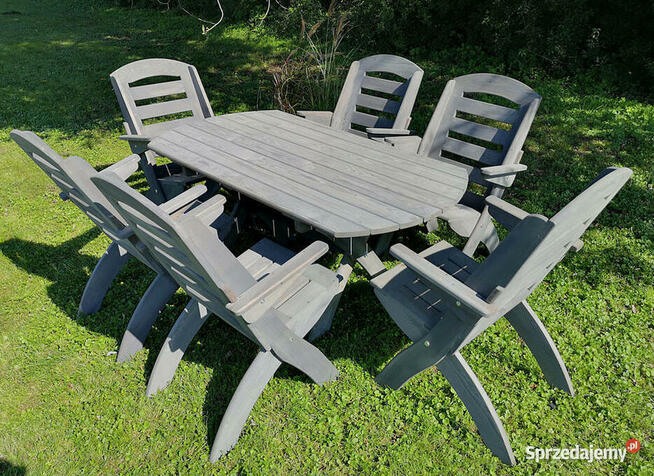 Meble ogrodowe drewniane składane typ X lamel 1 owal
