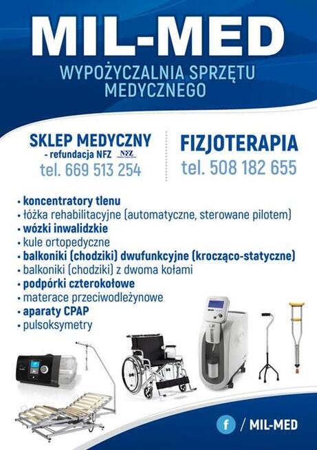 Wypożyczenie koncentratorów tlenu i łóżek rehabilitacyjnych