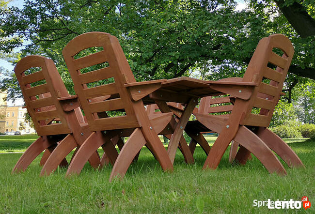 Meble ogrodowe drewniane tarasowe komplet X nr 1 owal