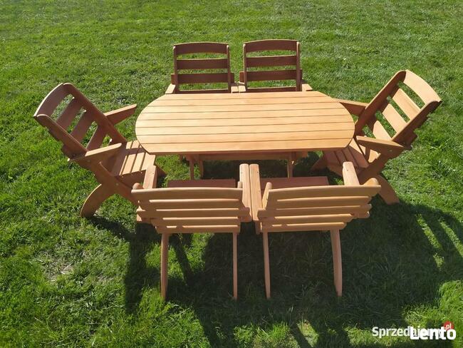 Meble ogrodowe drewniane, składane typ X wersja 2 owal