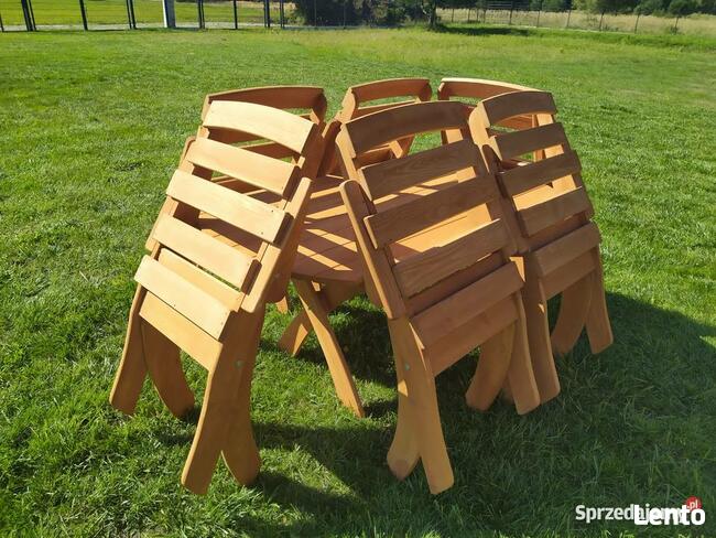 Meble ogrodowe drewniane, składane typ X wersja 2 owal