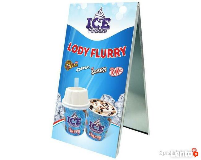 Potykacz reklamowy LODY FLURRY 100x50cm metalowy