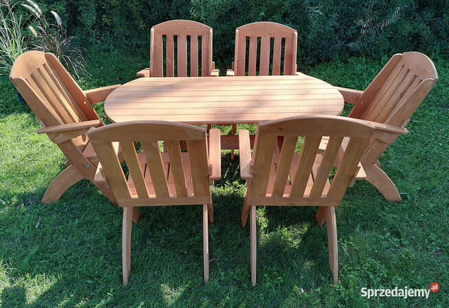 Komplet mebli 6 krzeseł + stół owalny, typ X lamel nr 2