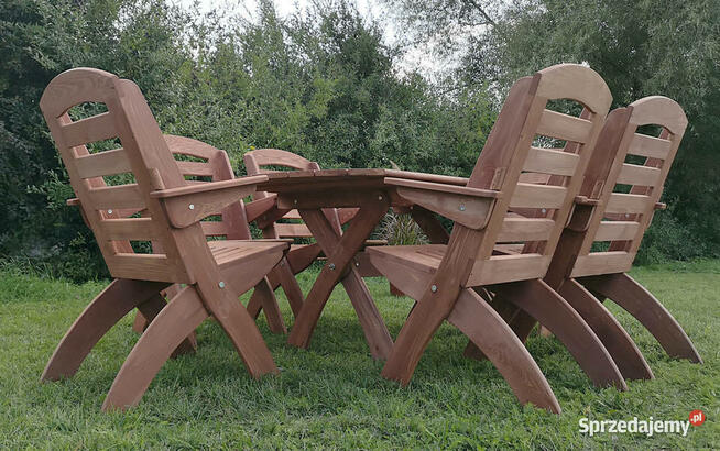 Meble ogrodowe drewniane składane typ X lamel 1 owal