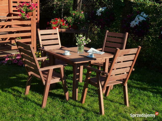 Zestaw mebli ogrodowych 4 krzeseła + stół kwadrat typ L