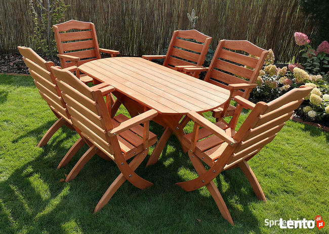 Meble tarasowe, ogrodowe, drewniane Typ T stół owal