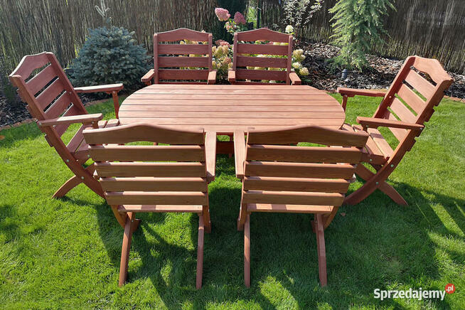 Meble tarasowe, ogrodowe, drewniane Typ T stół owal