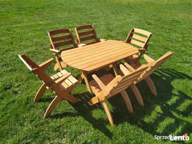 Meble ogrodowe drewniane, składane typ X wersja 2 owal
