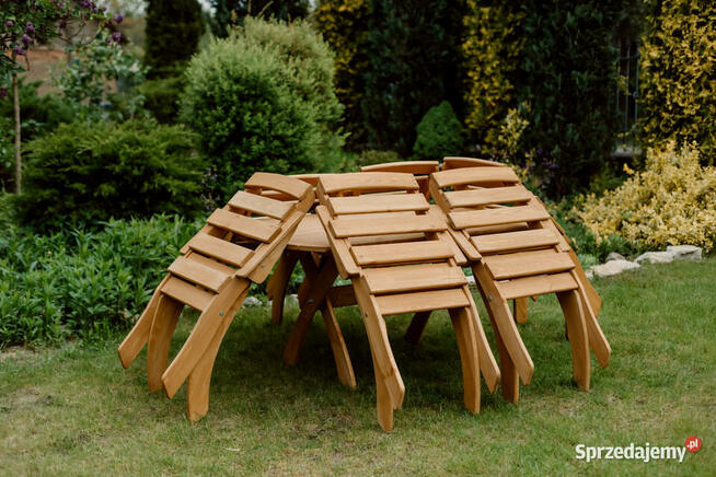 Meble ogrodowe drewniane, składane typ X wersja 2 owal