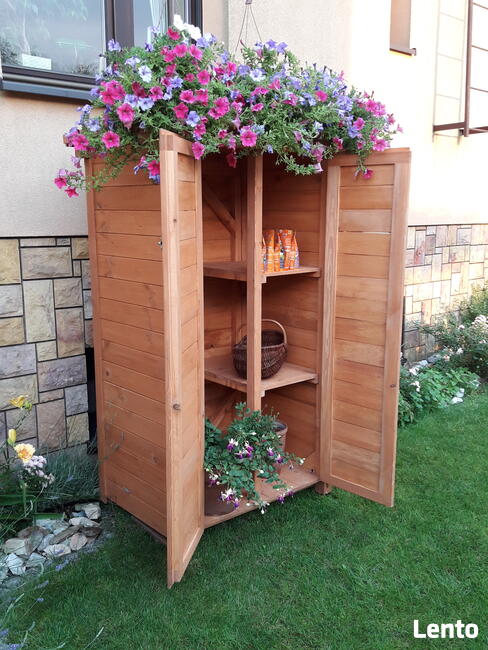 Szafa ogrodowa drewniana, szafa drewniana do ogrodu, schowek
