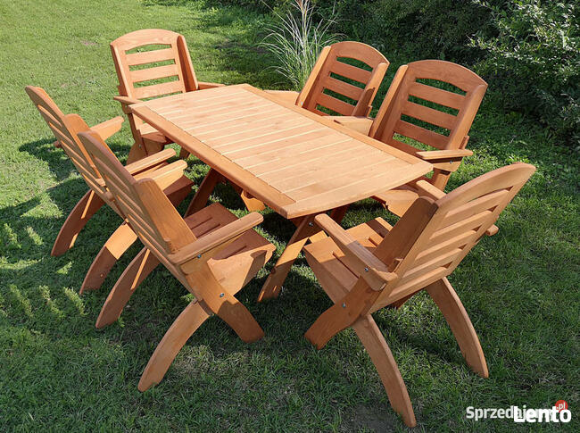 Meble ogrodowe drewniane tarasowe komplet X nr 1 owal