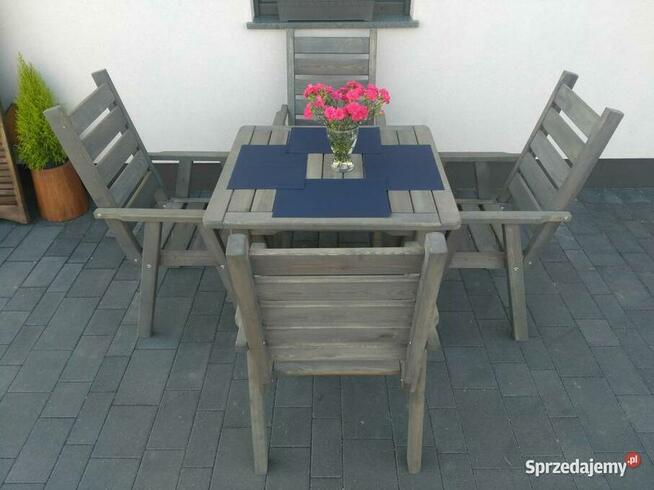 Zestaw mebli ogrodowych 4 krzeseła + stół kwadrat typ L