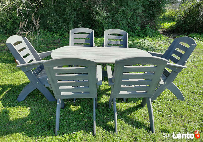 Meble ogrodowe drewniane składane typ X lamel 1 owal