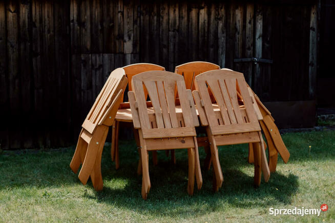 Meble ogrodowe drewniane składane typ X lamel nr 7 owal