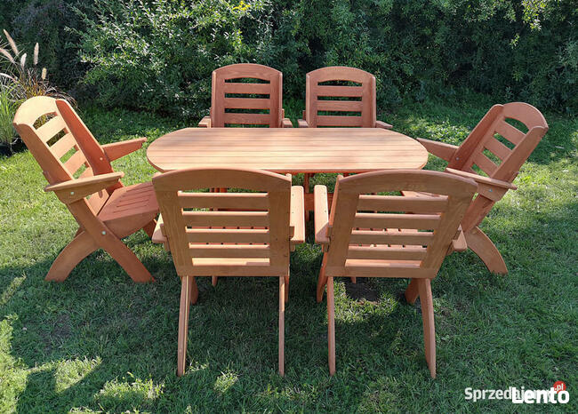 Meble ogrodowe drewniane składane typ X lamel 1 owal