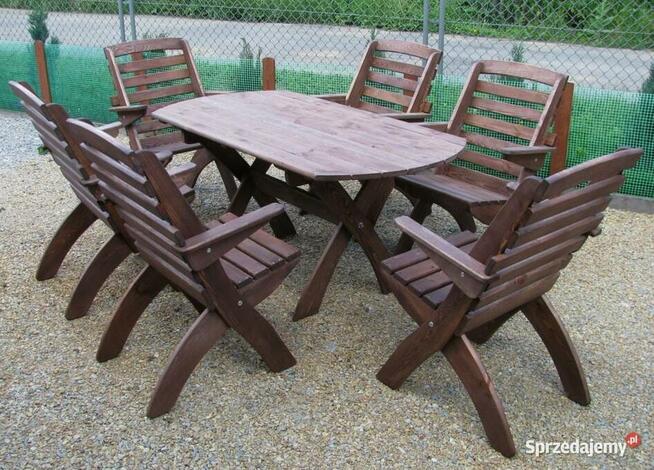 Meble ogrodowe drewniane składane typ X owal