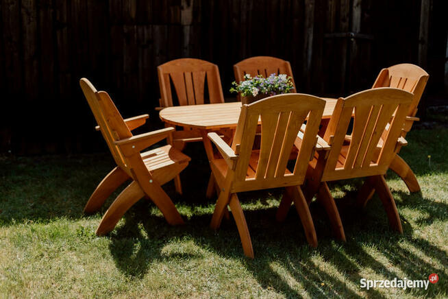 Meble ogrodowe drewniane składane typ X lamel nr 7 owal