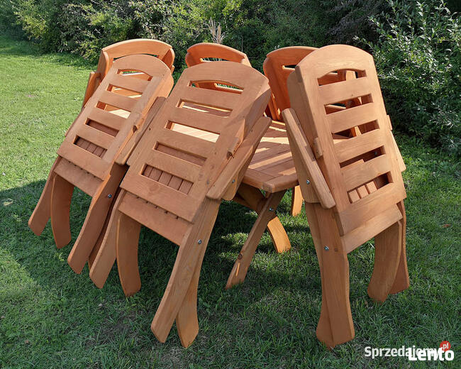 Meble ogrodowe drewniane tarasowe komplet X nr 1 owal
