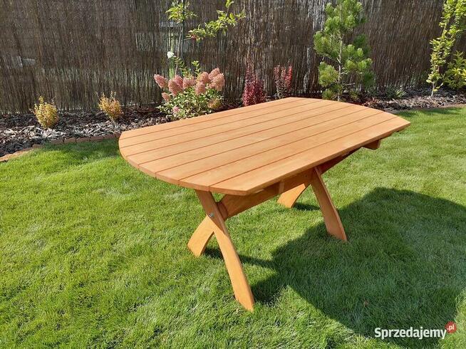 Meble ogrodowe drewniane składane typ X lamel nr 4 owal