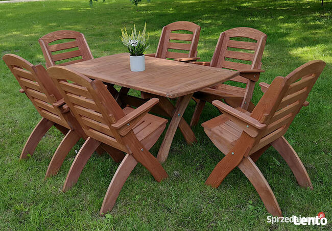 Meble ogrodowe drewniane tarasowe komplet X nr 1 owal