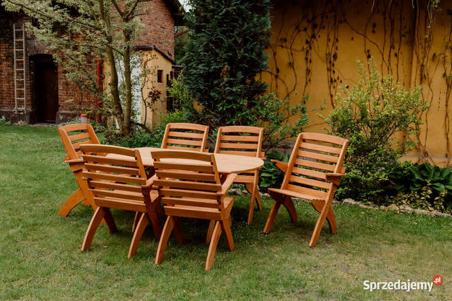 Meble ogrodowe drewniane składane typ X owal