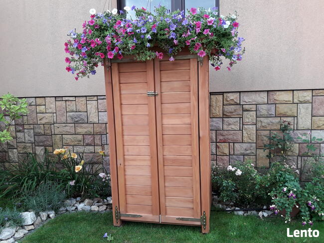 Szafa ogrodowa drewniana, szafa drewniana do ogrodu, schowek