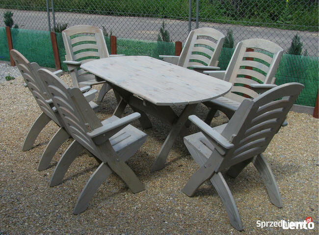 Meble ogrodowe drewniane składane typ X lamel nr 4 owal