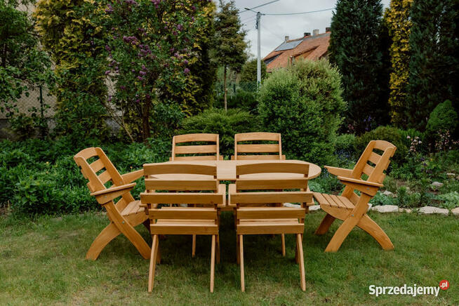 Meble ogrodowe drewniane, składane typ X wersja 2 owal