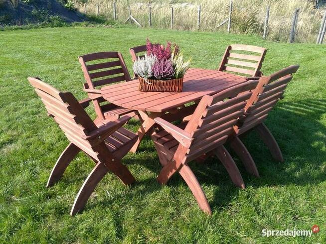 Meble ogrodowe drewniane składane typ X owal