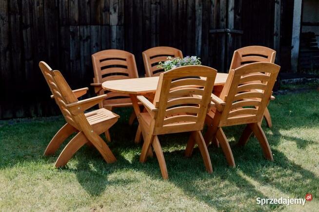 Meble ogrodowe drewniane składane typ X lamel nr 4 owal