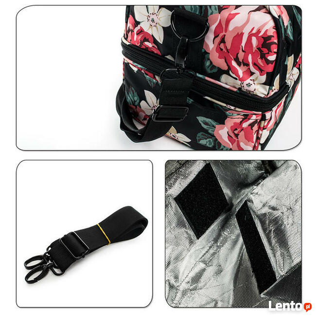 Kuferek w róże - torba termiczna na lunch - walentynki