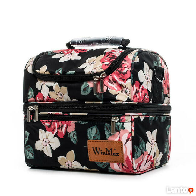 Kuferek w róże - torba termiczna na lunch - walentynki