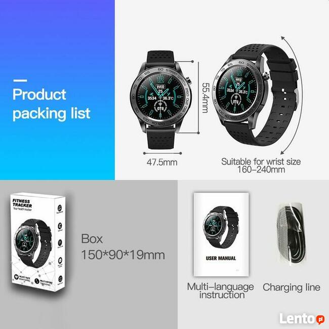 F22U Smartwatch Termometr, Puls, Kroki, Ciśnienie HIT !!