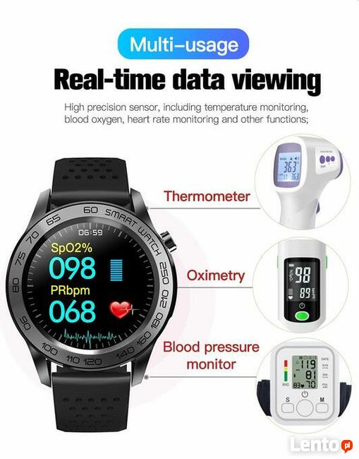 F22U Smartwatch Termometr, Puls, Kroki, Ciśnienie HIT !!