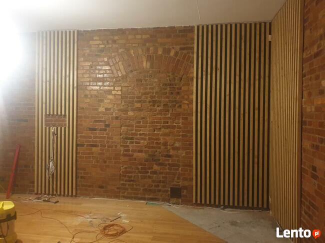 Lamele na ścianę, lamele drewniane na płycie, panele ścienne