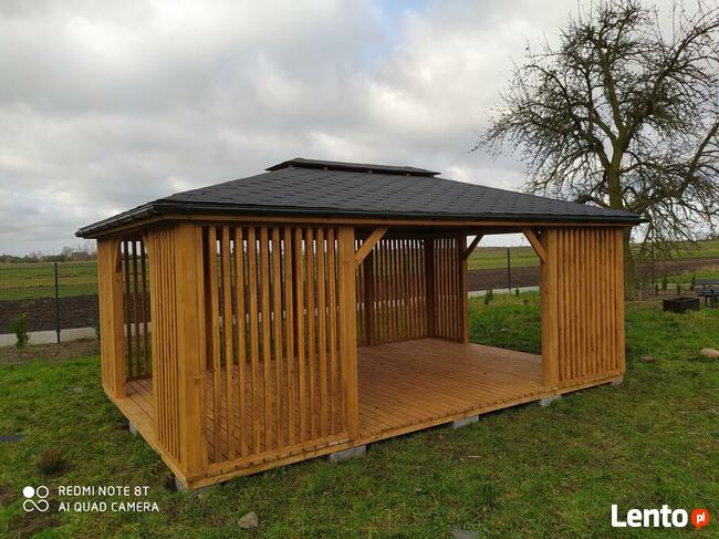 Drewniana altana 4x8 m ażurowa do ogrodu