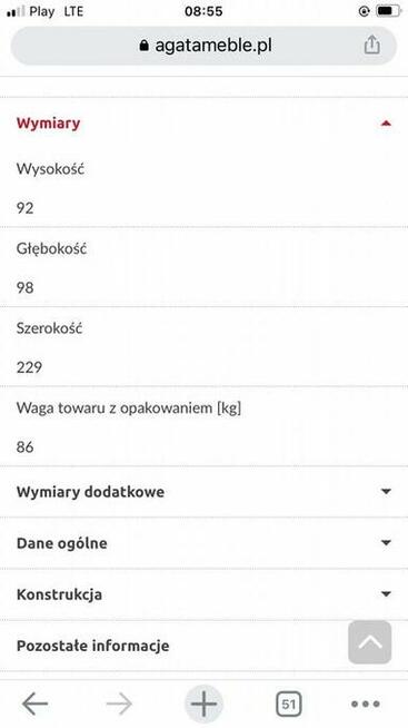 Nowa sofa TIVOLI 3 osobowa/granat/ciemny jeans