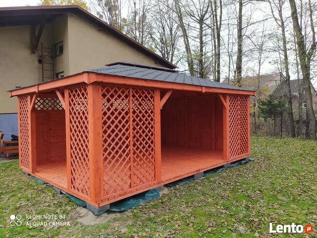 Drewniana altana 4x8 m ażurowa do ogrodu