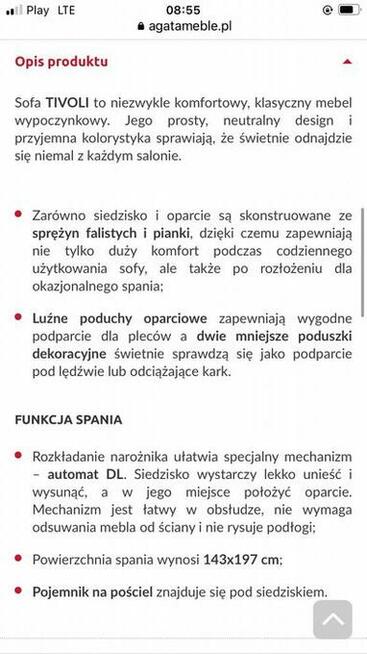 Nowa sofa TIVOLI 3 osobowa/granat/ciemny jeans