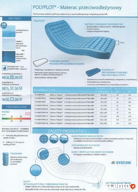 Materac gofer przeciwodleżynowy drugi stopień 90x200