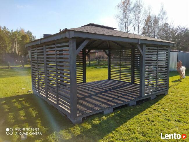 Drewniana altana 4x8 m ażurowa do ogrodu