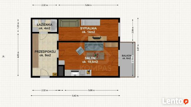 Do wynajęcia 2 pokojowe mieszkanie na Muchoborze