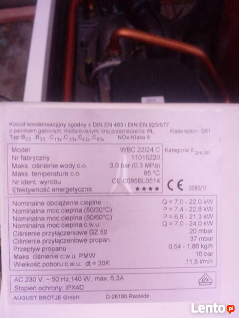 Brötje WBC 22-24 C EcoTherm Plus Kocioł gazowy części