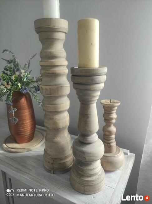 Świeczniki drewniane toczone rękodzieło toczenie w drewnie