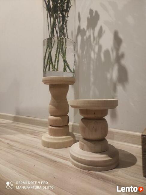 Świeczniki drewniane toczone rękodzieło toczenie w drewnie